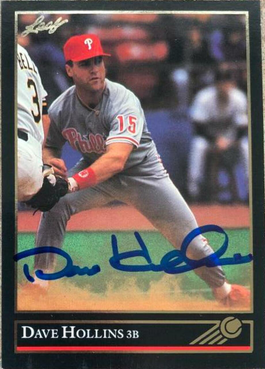 Dave Hollins Signed 1992 Leaf Black Gold Baseball Card - Philadelphia Phillies - PastPros