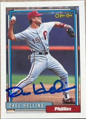 Dave Hollins Signed 1992 O-Pee-Chee Baseball Card - Philadelphia Phillies - PastPros