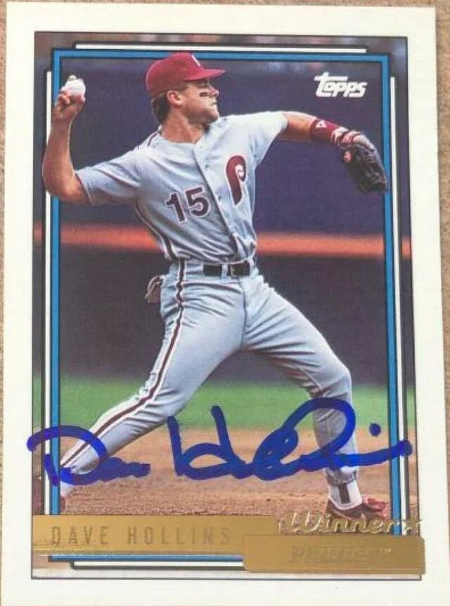 Dave Hollins Signed 1992 Topps Gold Winner Baseball Card - Philadelphia Phillies