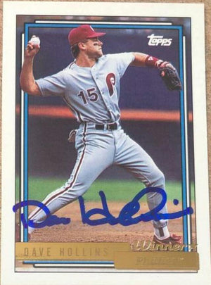 Dave Hollins Signed 1992 Topps Gold Winner Baseball Card - Philadelphia Phillies - PastPros
