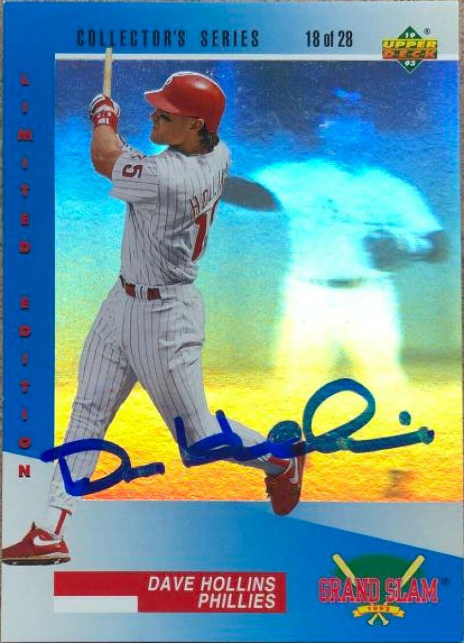 Dave Hollins Signed 1993 Denny's Grand Slam Baseball Card - Philadelphia Phillies - PastPros