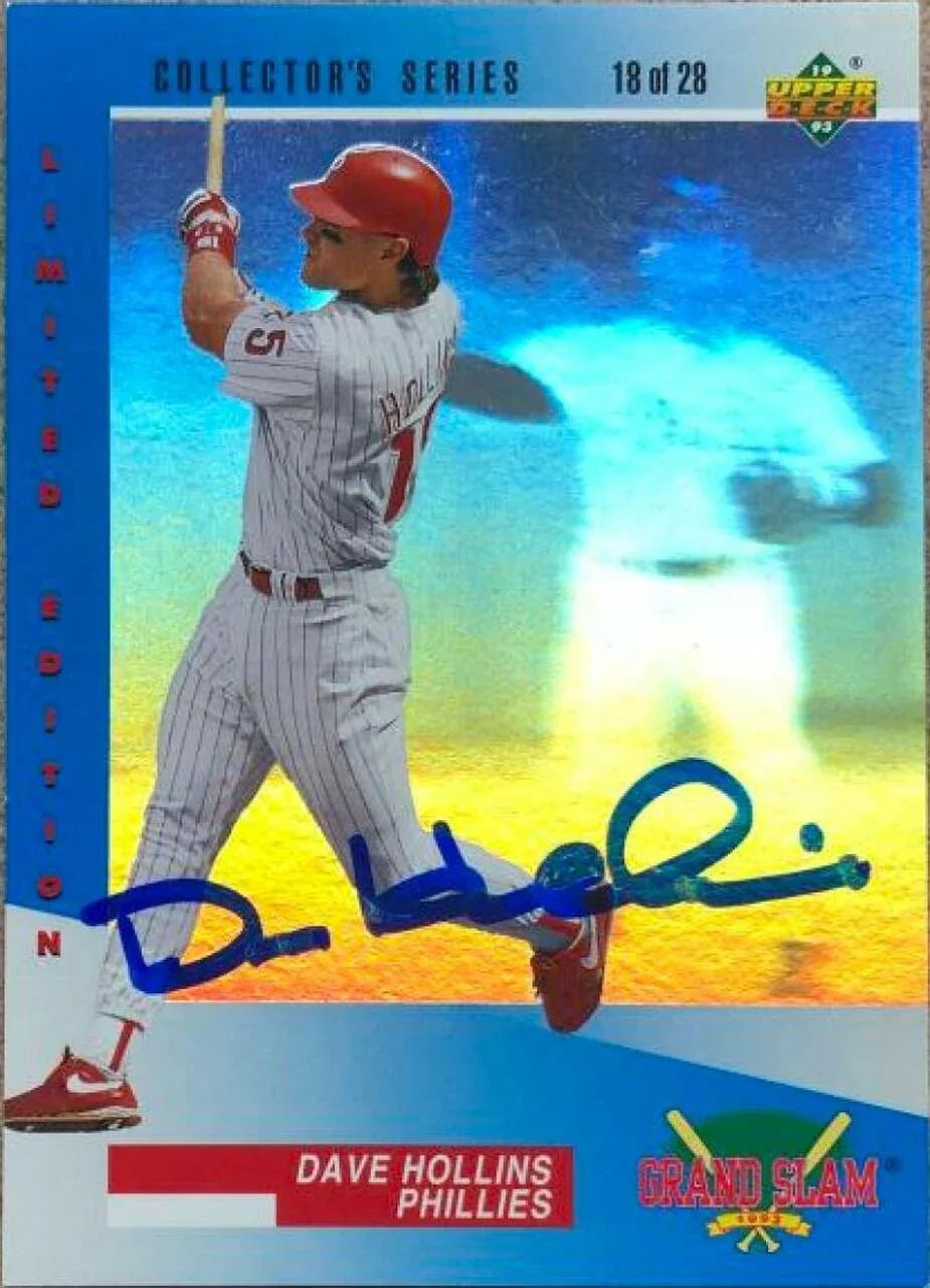Dave Hollins Signed 1993 Denny's Grand Slam Baseball Card - Philadelphia Phillies