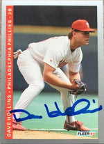 Dave Hollins Signed 1993 Fleer Baseball Card - Philadelphia Phillies