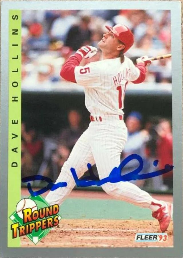 Dave Hollins Signed 1993 Fleer Round Trippers Baseball Card - Philadelphia Phillies
