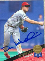 Dave Hollins Signed 1993 Leaf Baseball Card - Philadelphia Phillies