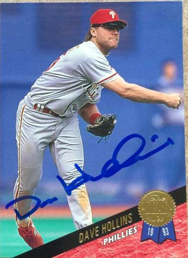 Dave Hollins Signed 1993 Leaf Baseball Card - Philadelphia Phillies - PastPros