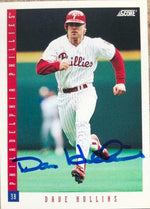 Dave Hollins Signed 1993 Score Baseball Card - Philadelphia Phillies - PastPros