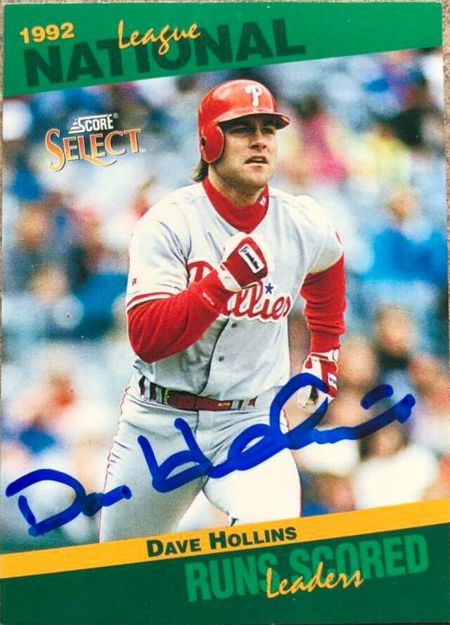 Dave Hollins Signed 1993 Score Select Leaders Baseball Card - Philadelphia Phillies - PastPros