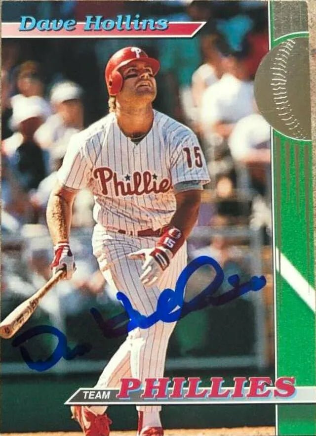 Dave Hollins Signed 1993 Stadium Club Baseball Card - Philadelphia Phillies