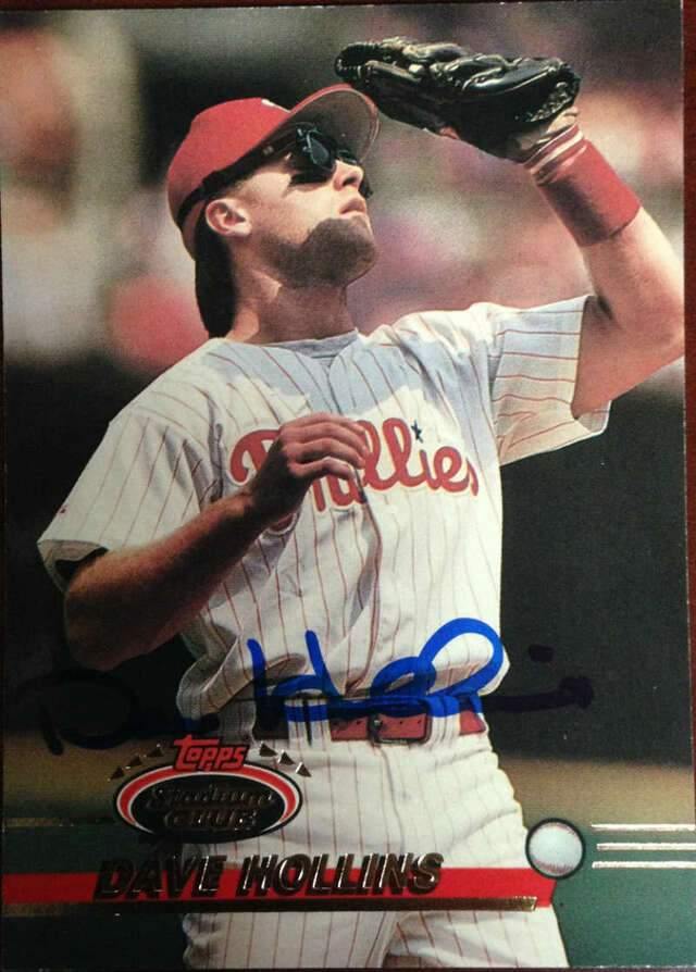 Dave Hollins Signed 1993 Topps Stadium Club Baseball Card - Philadelphia Phillies - PastPros