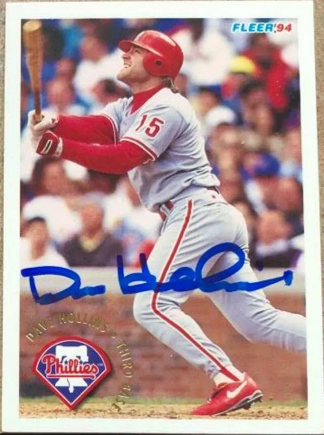 Dave Hollins Signed 1994 Fleer Baseball Card - Philadelphia Phillies