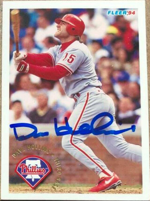 Dave Hollins Signed 1994 Fleer Baseball Card - Philadelphia Phillies - PastPros