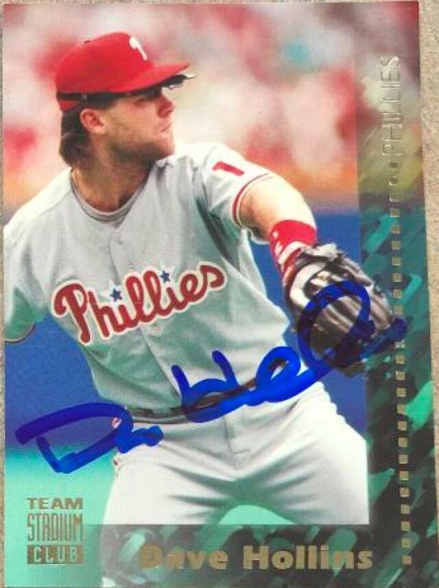 Dave Hollins Signed 1994 Stadium Club Team Baseball Card - Philadelphia Phillies - PastPros