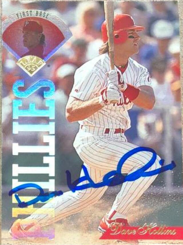 Dave Hollins Signed 1995 Leaf Baseball Card - Philadelphia Phillies - PastPros