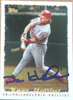Dave Hollins Signed 1995 Topps Cyberstats Baseball Card - Philadelphia Phillies