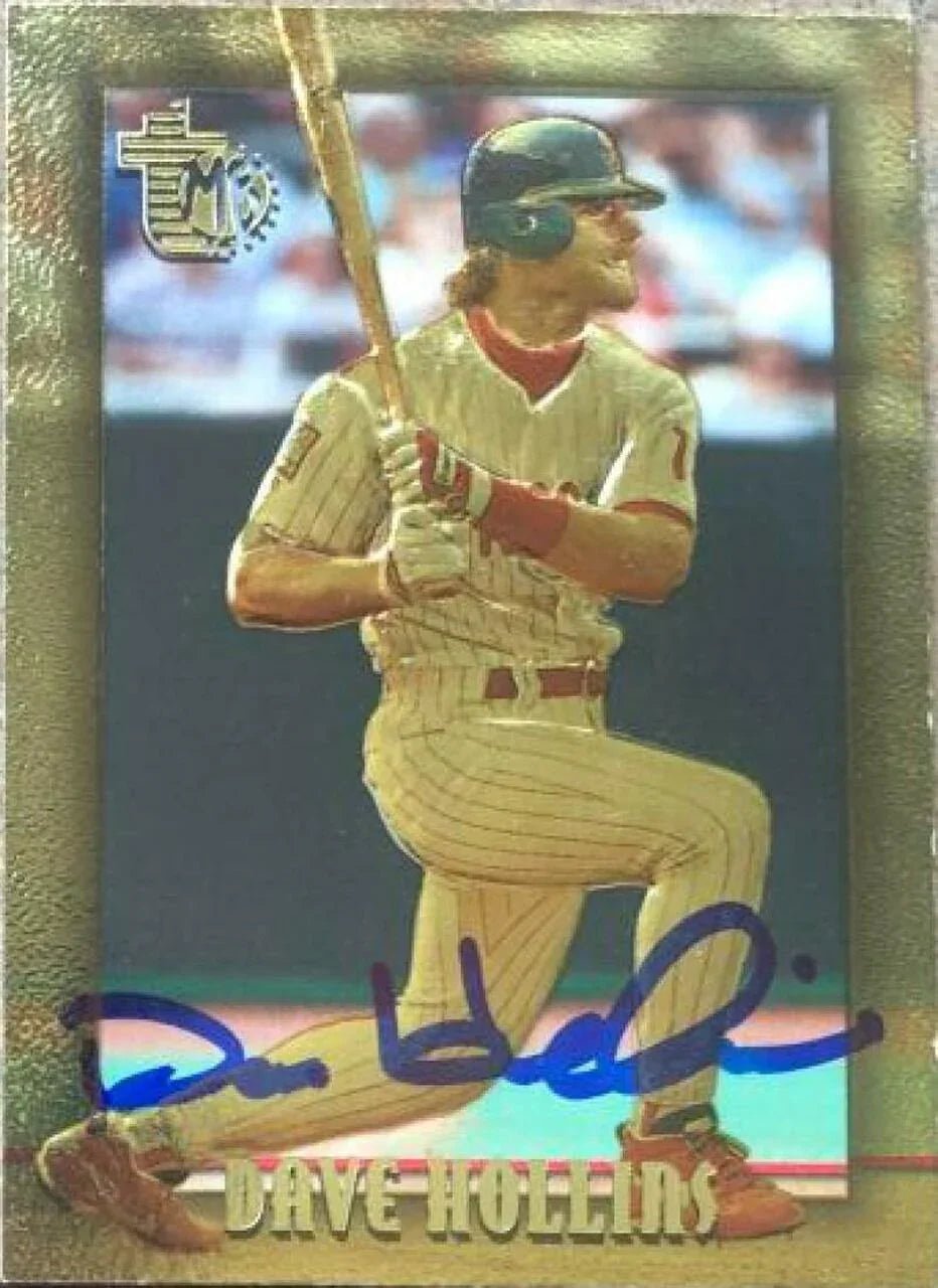 Dave Hollins Signed 1995 Topps Embossed Golden Idols Baseball Card - Philadelphia Phillies