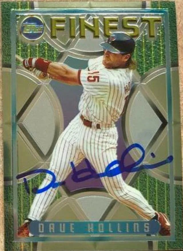 Dave Hollins Signed 1995 Topps Finest Baseball Card - Philadelphia Phillies