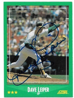 Dave Leiper Signed 1988 Score Baseball Card - Oakland A's