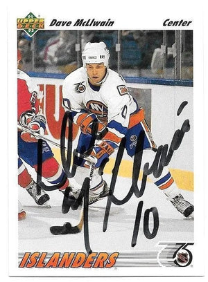 Dave McLlwain Signed 1991-92 Upper Deck Hockey Card - New York Islanders