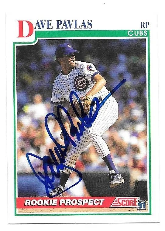 Dave Pavlas Signed 1991 Score Baseball Card - Chicago Cubs