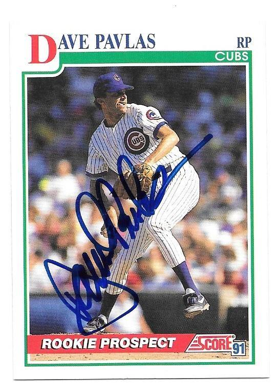 Dave Pavlas Signed 1991 Score Baseball Card - Chicago Cubs - PastPros