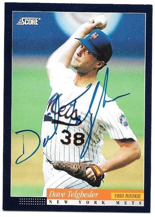 Dave Telgheder Signed 1994 Score Baseball Card - New York Mets