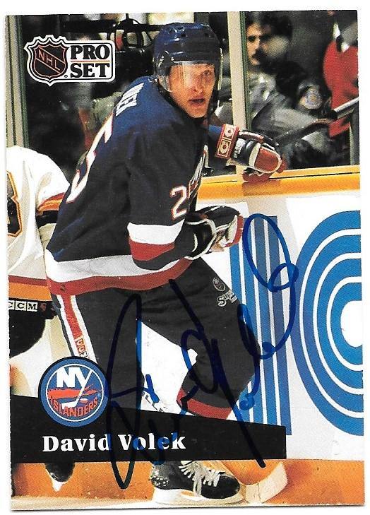 Dave Volek Signed 1991-92 Pro Set Hockey Card - New York Islanders - PastPros