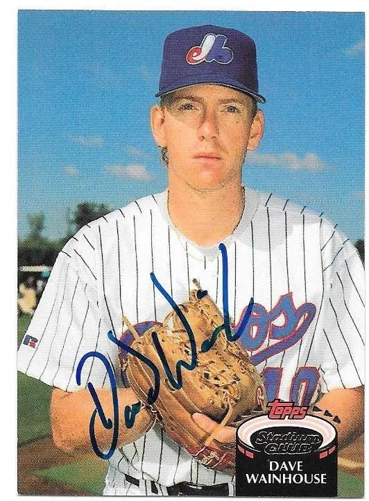 Dave Wainhouse Signed 1992 Topps Stadium Club Baseball Card - Montreal Expos