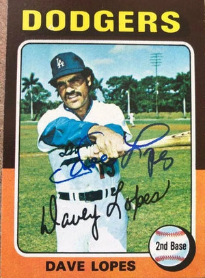 Davey Lopes Signed 1975 Topps Baseball Card - Los Angeles Dodgers
