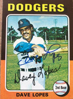 Davey Lopes Signed 1975 Topps Baseball Card - Los Angeles Dodgers - PastPros