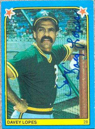 Davey Lopes Signed 1983 Fleer Star Stickers Baseball Card - Oakland A's - PastPros