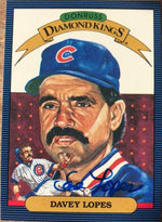 Davey Lopes Signed 1986 Donruss Diamond Kings Baseball Card - Chicago Cubs - PastPros