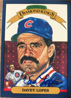 Davey Lopes Signed 1986 Donruss Diamond Kings Baseball Card - Chicago Cubs - PastPros