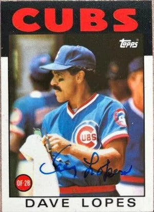 Davey Lopes Signed 1986 Topps Tiffany Baseball Card - Chicago Cubs