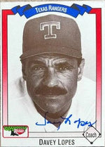 Davey Lopes Signed 1993 Keebler Baseball Card - Texas Rangers