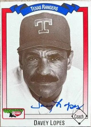 Davey Lopes Signed 1993 Keebler Baseball Card - Texas Rangers
