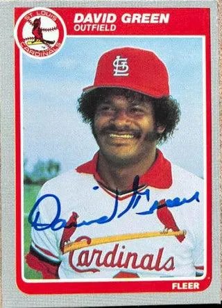 David Green Signed 1985 Fleer Baseball Card - St Louis Cardinals - PastPros