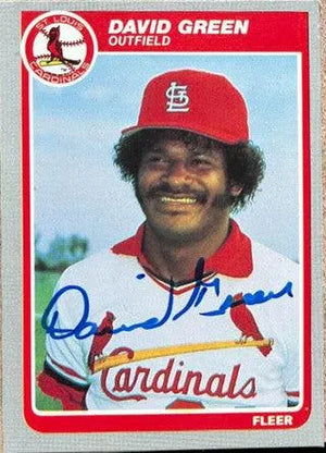 David Green Signed 1985 Fleer Baseball Card - St Louis Cardinals - PastPros