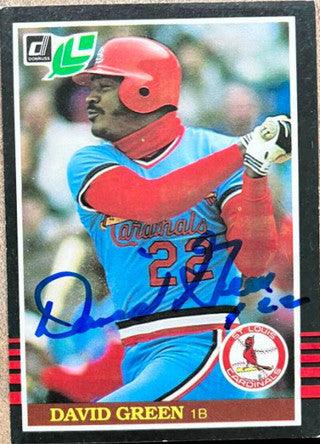 David Green Signed 1985 Leaf Baseball Card - St Louis Cardinals - PastPros