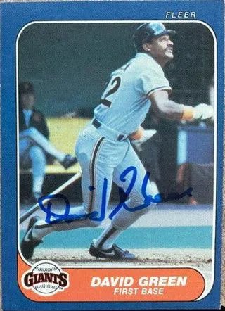 David Green Signed 1986 Fleer Baseball Card - San Francisco Giants