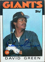 David Green Signed 1986 Topps Baseball Card - San Francisco Giants - PastPros