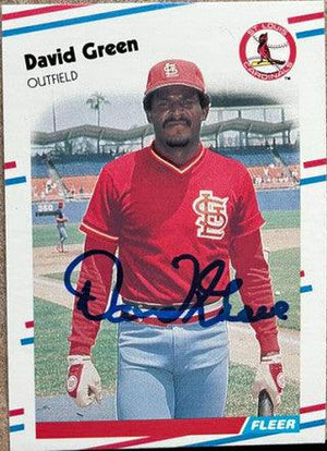 David Green Signed 1988 Fleer Baseball Card - St Louis Cardinals - PastPros
