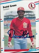 David Green Signed 1988 Fleer Baseball Card - St Louis Cardinals8 - PastPros
