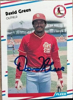 David Green Signed 1988 Fleer Baseball Card - St Louis Cardinals8 - PastPros