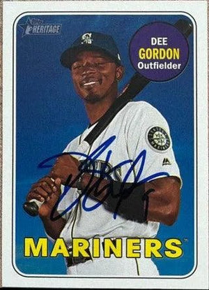 Dee Gordon Signed 2018 Topps Heritage Baseball Card - Seattle Mariners
