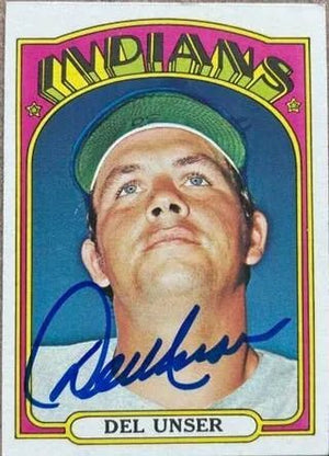 Del Unser Signed 1972 Topps Baseball Card - Cleveland Indians