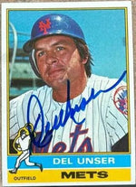 Del Unser Signed 1976 Topps Baseball Card - New York Mets