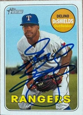Delino Deshields Jr Signed 2018 Topps Heritage Baseball Card - Texas Rangers