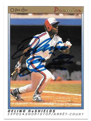 Delino Deshields Signed 1991 O-Pee-Chee Premier Baseball Card - Montreal Expos