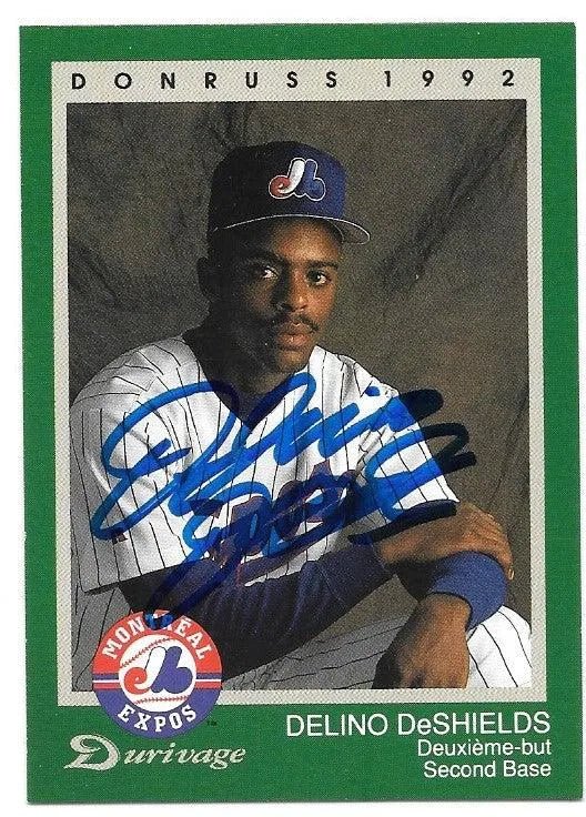 Delino Deshields Signed 1992 Donruss Durivage Baseball Card - Montreal Expos